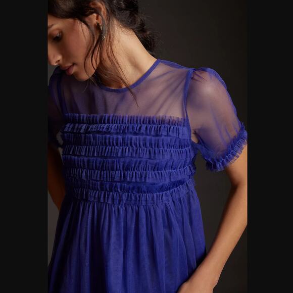 New Anthropologie Ruffled Tulle Mini Dress - Size 2 - Picture 2 of 4